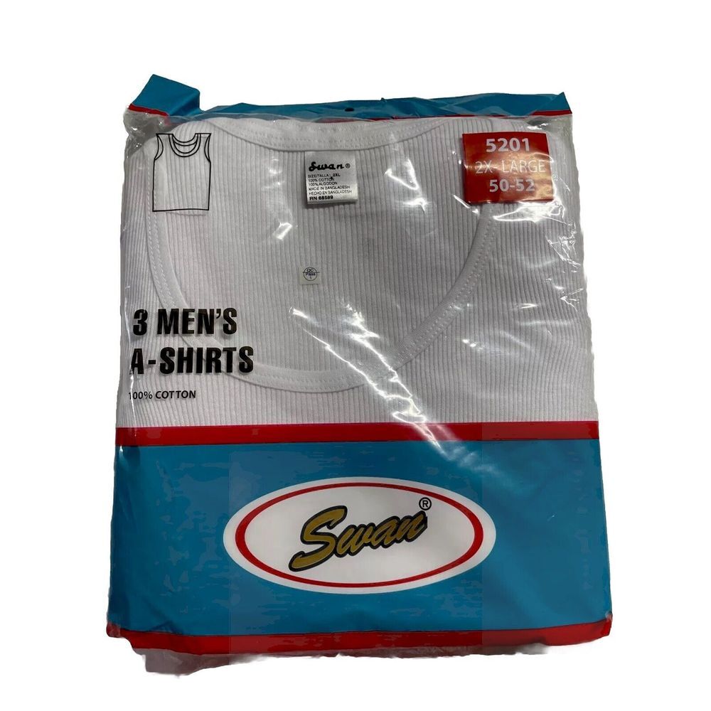 3‎ Pack Men 100% Premium Soft Cotton Tank Top Undershirts A Shirts Inner Wear
